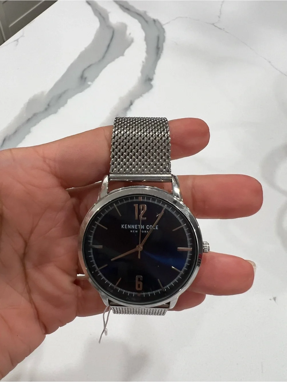Kenneth Cole NY Stainless Steel Blue Dial Mesh Watch- needs new battery